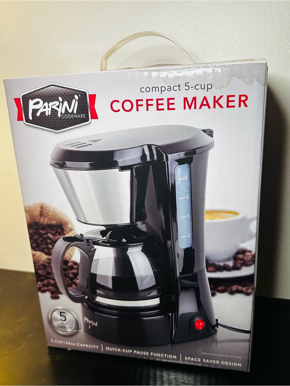 Parini Compact 5-Cup Coffee Maker in Black